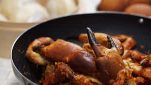 Chilli Crab Claws In A Pan Wallpaper
