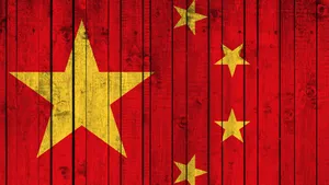 China Flag Vertical Planks Wallpaper
