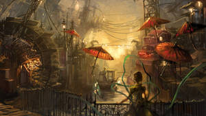 Chinatown Steampunk View Wallpaper