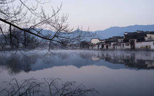 Chinese House On Early Morning Wallpaper