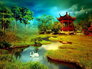 Chinese Pavilion Live 3d Wallpaper