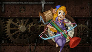 Chip N Dale Rescue Rangers Gadget Hackwrench With Crossbow Wallpaper