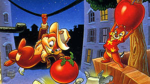 Chip N Dale Throwing Tomatoes Wallpaper