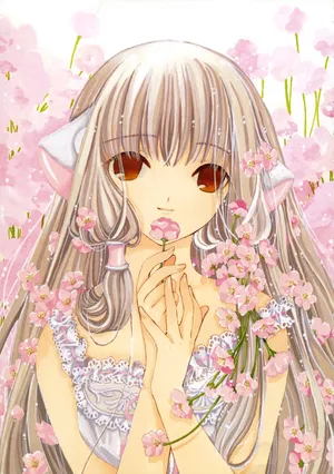 Chobits Chi Pink Blossoms Wallpaper