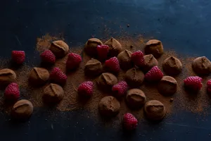 Chocolate Bites And Raspberries Wallpaper