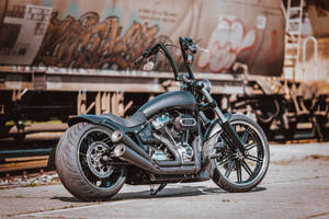 Chopper Motorcycle In The Street Wallpaper