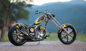 Chopper Motorcycle Spider Webs Wallpaper