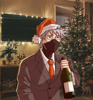 Christmas Anime Boys With Wine Wallpaper