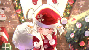 Christmas Anime Pfp Of Chuckling Chibi Wallpaper