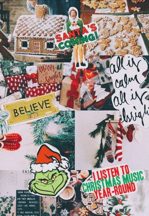 Christmas Collage Stickers Wallpaper