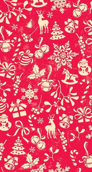 Christmas Pattern With Red And White Elements Wallpaper