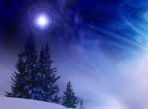 Christmas Tree Standing Alone In A Blizzard Wallpaper