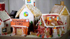 Christmas Village Gingerbread House Wallpaper
