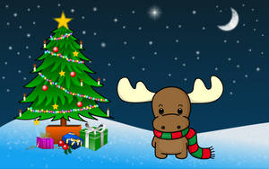 Christmas Widescreen Reindeer Art Wallpaper