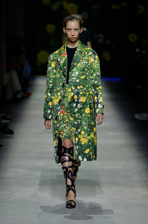 Christopher Kane Green Grass Flower Coat Wallpaper