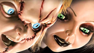 Chucky And Tiffany Evil Face Closeup Wallpaper