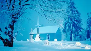 Church Christmas Scenes Wallpaper