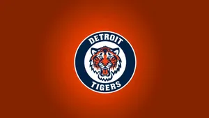 Circular Detroit Tigers Logo With Tiger Head Wallpaper