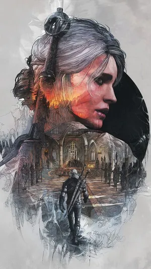 Ciri Graphic Art Witcher 3 Phone Wallpaper