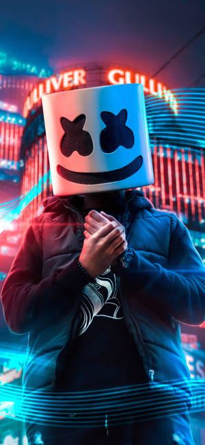 City Background Marshmello Hd Iphone Wallpaper