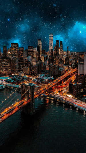 City During The Night As A Lit Iphone Wallpaper Wallpaper