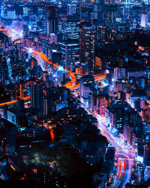 City Night Orange Roads Wallpaper