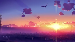 City Sunset Graphic Wallpaper