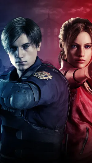 Claire Redfield And Leon From The 2019 Remake Of Resident Evil 2 Wallpaper