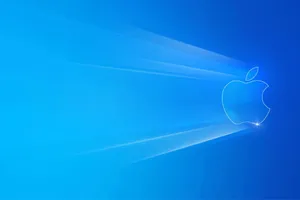 Classic Apple Logo In Blue Wallpaper