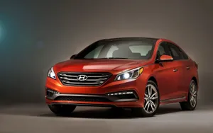 Classic Bright Orange Hyundai Sonata Wallpaper