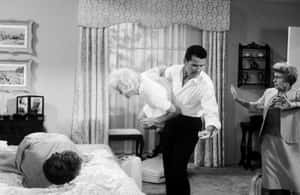 Classic Comedy Scene Blackand White Wallpaper