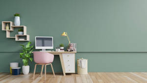 Classic Wooden Office Desk Wallpaper