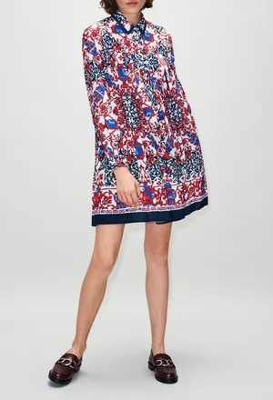 Claudie Pierlot Red Blue Print Dress Wallpaper