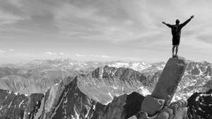 Climbing Black And White Photograph Wallpaper