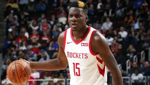 Clint Capela On Rockets Game Wallpaper