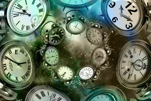 Clocks Floating In Space Wallpaper