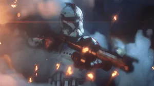 Clone Trooper In The Heat Of Battle Wallpaper