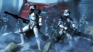 Clone Troopers March Into Battle Wallpaper