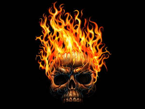 Close-up Flaming Skull Dark Devil Wallpaper