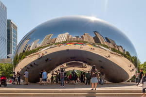 Close-up Photo Of Chicago's Cloud Gate In Illinois Wallpaper