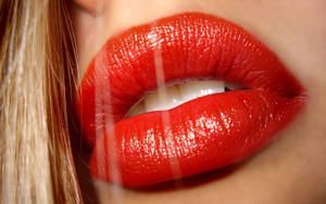 Close-up Photo Of Woman's Red Lips Wallpaper