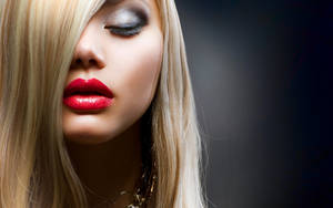 Closed Eyes Blonde Female Model Wallpaper