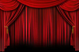 Closed Red Theater Curtains Drawing Wallpaper