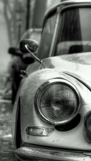 Closeup Classic Headlight Car Iphone Wallpaper