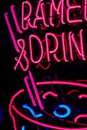 Closeup Neon Pink Sign About Ramen Wallpaper