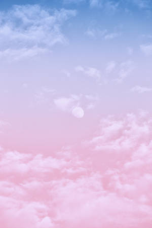 Cloud Background Pink Moon Wallpaper