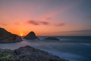 Cloud Background Rocky Beach Wallpaper