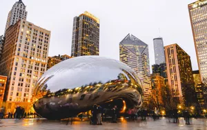 Cloud Gate And Chicago Skyscrapers Wallpaper
