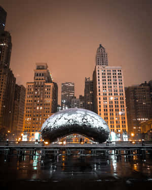 Cloud Gate In Chicago At Night Wallpaper