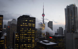 Cloudy Cn Tower View Wallpaper